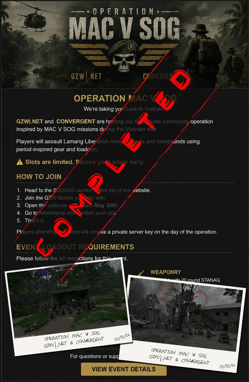 Operation MAC-V SOG: 30 May 2026 | Complete